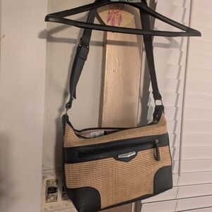 Stone Mountain Woven Tan & Black Shoulder Bag Crossbody Purse
